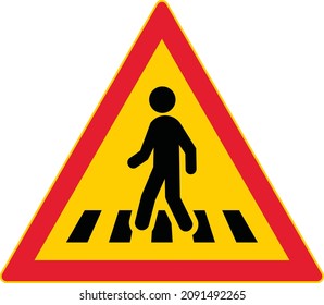 Pedestrian crossing , Gallery of All Warning signs, Road signs in Finland