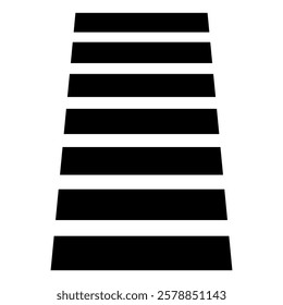 Pedestrian crossing icon. Crosswalk icon. Pedestrian crossing icon. Zebra crossing. Vector illustration, side high view vector of a Pedestrian crossing in a street, white zebras on asphalt road, eps10