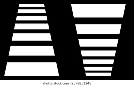Pedestrian crossing icon. Crosswalk icon. Pedestrian crossing icon. Zebra crossing. Vector illustration, side high view vector of a Pedestrian crossing in a street, white zebras on asphalt road, eps10