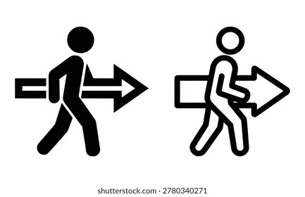 Pedestrian crossing icon with directional arrows
