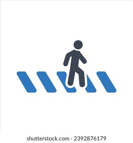 Pedestrian crossing icon. Zebra crossing icon