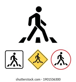 Pedestrian crossing icon. Zebra crossing. Vector icon isolated on white background