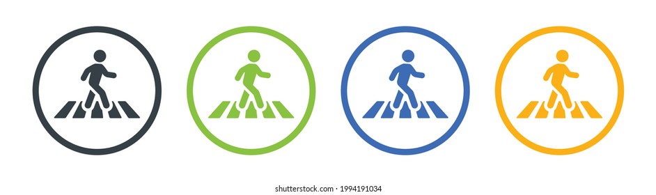 Pedestrian crossing icon. Zebra crossing. Vector illustration