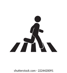 Pedestrian crossing icon. Zebra crossing. Vector icon isolated on white background.