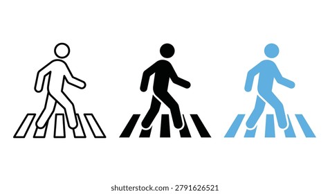 pedestrian crossing icons flat design symbol walkway