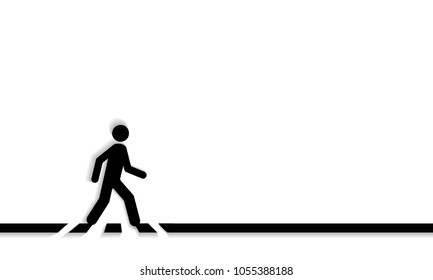 Pedestrian crossing line crosswalk, vector. Isolated on white