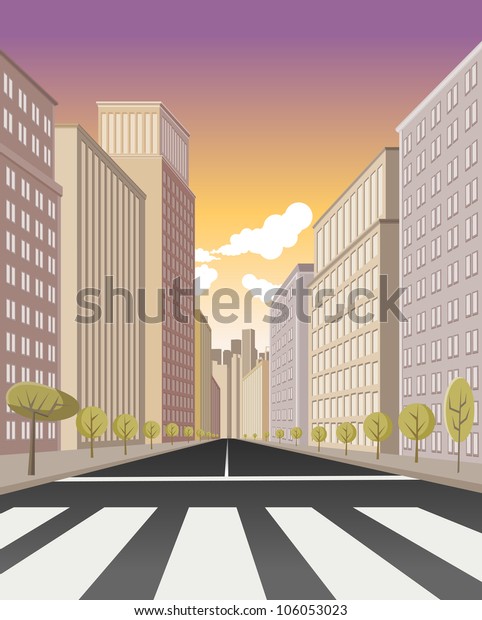 Pedestrian Crossing On Street Downtown City Stock Vector (Royalty Free ...