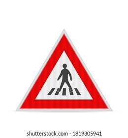 Pedestrian crossing road sign on a white background. Vector illustration.