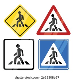 Pedestrian Crossing Road Sign Vector Illustration