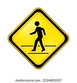 Pedestrian crossing. Road and Traffic signs for kids safety. Caution and warning symbol.