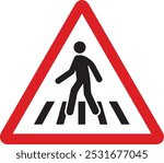 Pedestrian crossing sign cautionary vector image