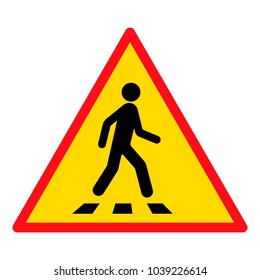 Pedestrian crossing sign. Crosswalk flat icon, isolated on white, vector