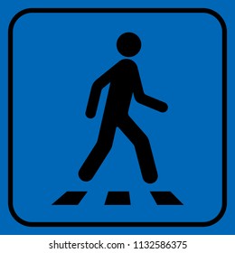 Pedestrian crossing sign. Crosswalk flat icon, isolated on white, vector