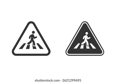 Pedestrian crossing sign, depicting a person walking on a zebra crossing. Suitable for safety and traffic-related projects