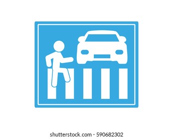 pedestrian crossing sign, icon, vector illustration eps10
