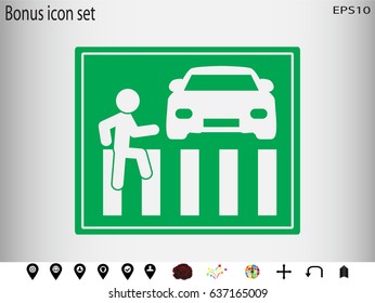 pedestrian crossing sign, icon, vector illustration eps10