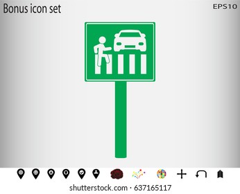 pedestrian crossing sign, icon, vector illustration eps10