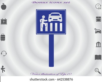 pedestrian crossing sign, icon, vector illustration eps10
