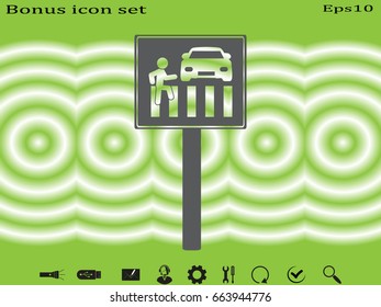 pedestrian crossing sign, icon, vector illustration eps10