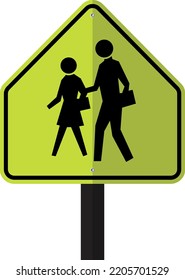 Pedestrian Crossing Sign Isolated Couple Stock Vector (Royalty Free ...