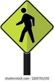 Pedestrian Crossing Sign Isolated Men Silhouette Stock Vector (Royalty ...