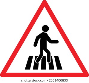 Señal de cruce de peatones aislado sobre fondo blanco. Icono de paso de peatones . Cruce para peatones señal de advertencia . Ilustración vectorial