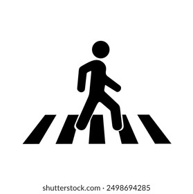 pedestrian crossing sign on white background. road crossing symbol.zebra cross icon