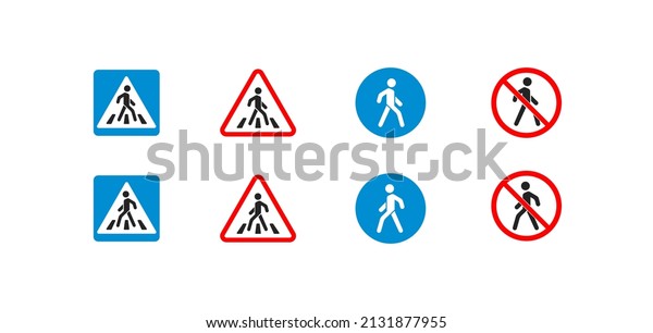 Pedestrian crossing sign. Passage\
forbade. Simple symbols. Pedestrian road. Footpath.\
EPS10