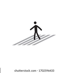 Pedestrian crossing sign Stick a person walks across the road according to traffic rules Safety