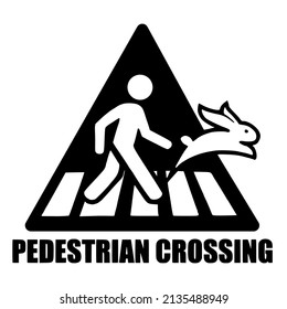 Pedestrian crossing sign. Template isolated on white background. 2D simple flat style graphic design. Can be used for any purposes. Vector EPS10