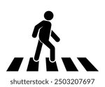 Pedestrian crossing sign vector illustration. Crosswalk or zebra. Pedestrians traffic road sign. No walking. Area for crossing road, road crossing zone, warning sign , school zone, road crossing sign.