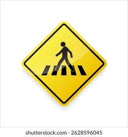 Pedestrian crossing sign – yellow traffic sign illustration.