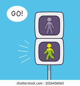 Pedestrian crossing traffic lights with a green signal