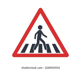 Pedestrian crossing traffic sign. Concept of traffic regulations. 