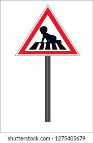 pedestrian crossing traffic sign vector, 
crosswalk. for nursery

