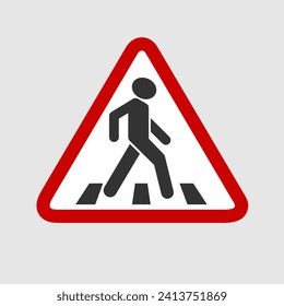 Cruce peatonal, señal de tráfico. Ilustración del vector
