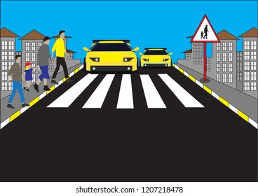 pedestrian crossing vector, frontier, croswalk
