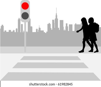 Pedestrian crossing - vector illustration