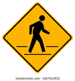 Pedestrian Crossing Warning Road Sign,Vector Illustration, Isolate On White Background Label. EPS10