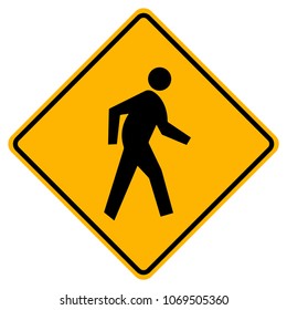 Pedestrian Crossing Warning Road Sign,Vector Illustration, Isolate On White Background Label. EPS10