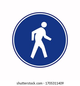 Señal De Carretera De Advertencia De Cruce De Peatones,Ilustración Vectorial, Aislada En Etiqueta De Fondo Blanco.