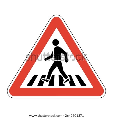 Pedestrian Crossing Warning Sign Vector – Triangle Road Safety Symbol