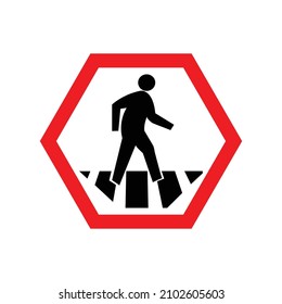 Pedestrian crosswalk icon design. Street crossing symbol vector sign isolated on white background.