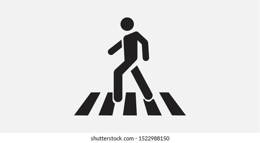 Pedestrian, crosswalk icon. Street sign crossing template logo. Pedestrian crossing vector icon.