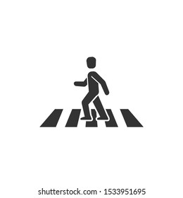 Pedestrian crosswalk Icon vector sign isolated for graphic and web design. Street crossing symbol template color editable on white background.