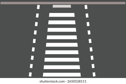 Pedestrian crosswalk zebra with no people, aerial, top view.Vertical shot of zebra crossing on a sunny day outdoors.road with zebra crossing	