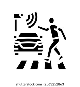 pedestrian detection autonomous vehicle glyph icon vector. pedestrian detection autonomous vehicle sign. isolated symbol illustration