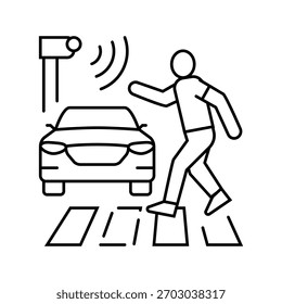detecção de pedestres ícone de linha de veículo autônomo vetor. detecção de pedestres sinal de veículo autônomo.
