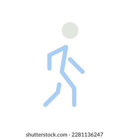 Icono de ui color plano peatonal. Caminando. Passerby en travesía. Navegación GPS. Zona de seguridad. Elemento simple relleno para la aplicación móvil. Pictograma sólido colorido. Ilustración RGB aislada por vectores
