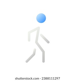 Icono de ui de dos colores de gradiente plano peatonal. Caminando. Passerby en travesía. Navegación GPS. Pictograma simple relleno. GUI, diseño UX para aplicaciones móviles. Ilustración RGB aislada por vectores